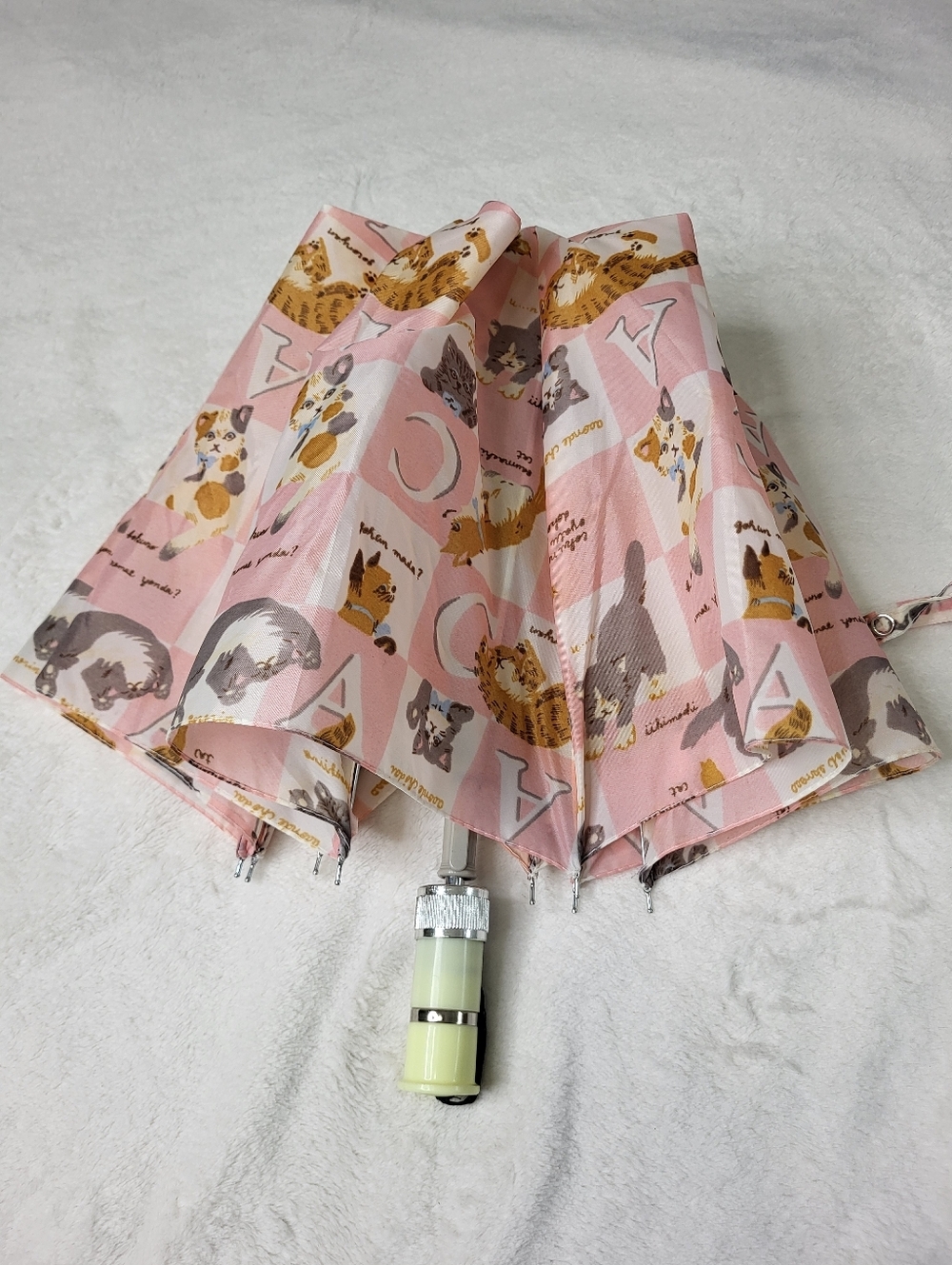Vintage Pink Cat Print Umbrella.